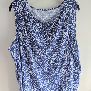 Lands' End Blue and White Paisley Tank Top